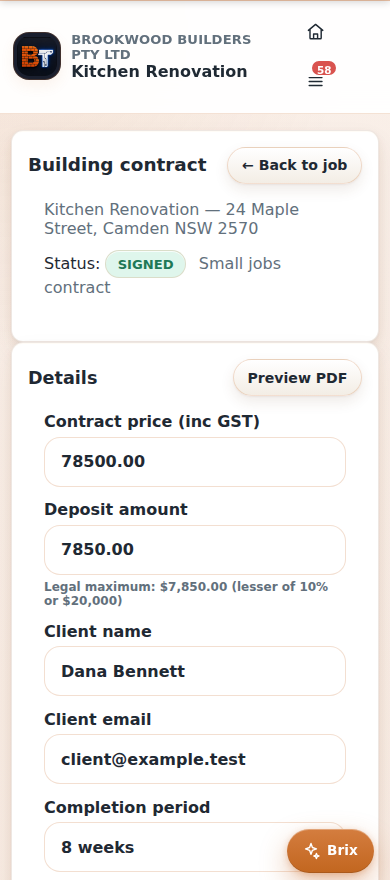 A job contract with payment stages