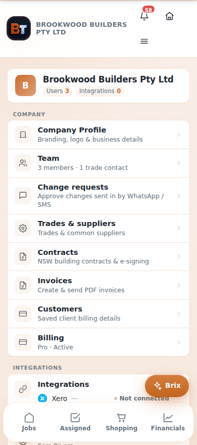 The Settings & account page