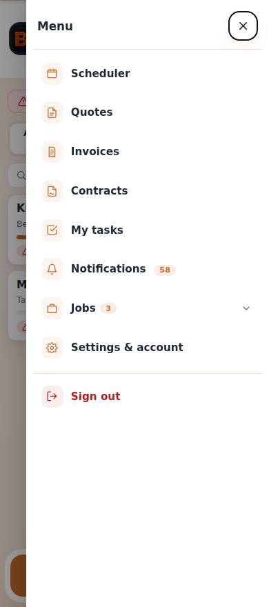 The main menu drawer